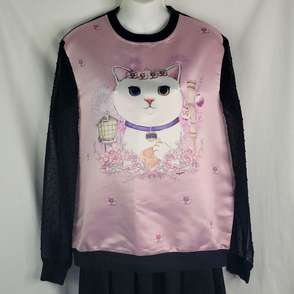 Three Floor pink long sleeve top sz Large